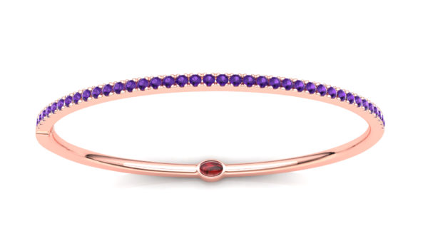 Rose gold purple color gemstone bangles