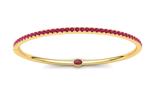 Yellow gold ruby red color gem bangles