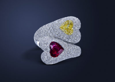 Pink sapphire diamond ring by Benny and the gems