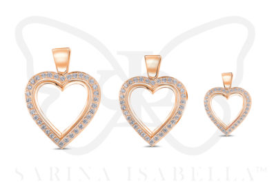 Heart pendants rose gold - diamonds