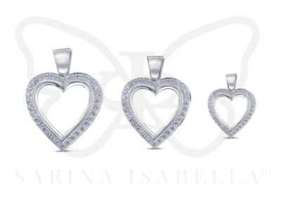 Heart pendants white gold - diamonds