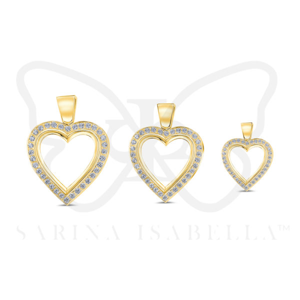 Heart pendants yellow gold - diamonds